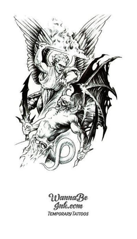 angel vs demon tattoo drawings|tattoo that represents fighting demons.